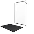 AURLANE - Paroi de douche 120x200cm + receveur a poser 120x80cm - cadre et barre noir mat - CONTOURING 120 - vignette