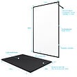 AURLANE - Paroi de douche 120x200cm + receveur a poser 120x80cm - cadre et barre noir mat - CONTOURING 120 - vignette