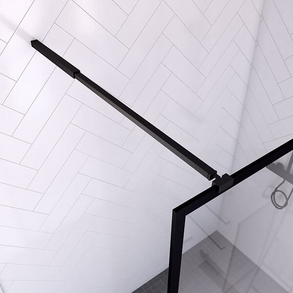 AURLANE - Paroi de Douche 140x200 cm - Cadre et Bras Aluminium NOIR MAT - DARK CONTOURING - large