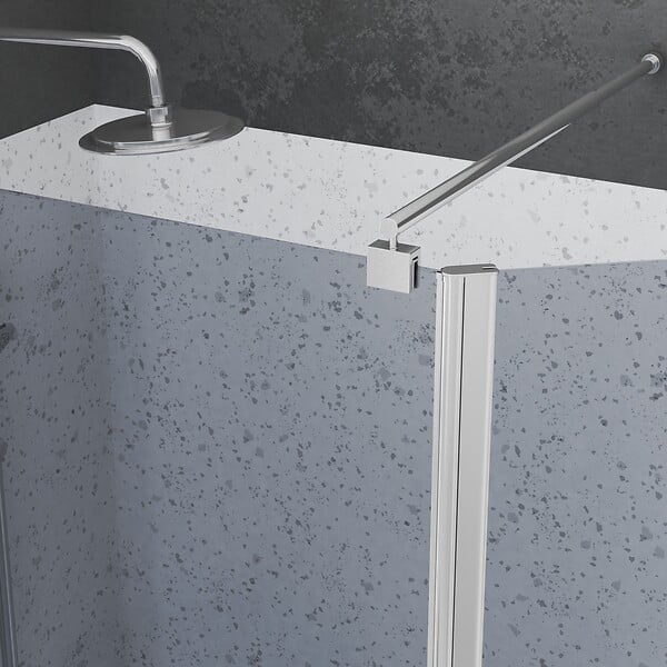 AURLANE - Paroi de Douche et Volet Pivotant 120+40x200cm - Verre Fumé + Barre Fixation Chrome - large