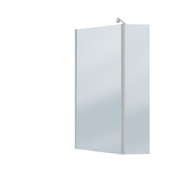 AURLANE - Paroi de Douche et Volet Pivotant 120+40x200cm - Verre Fumé + Barre Fixation Chrome - large