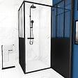 AURLANE - Pack Porte pivotante verre trempé 5mm + panneau aluminium composite + receveur blanc 90x90 - vignette