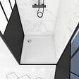 AURLANE - Pack Porte pivotante verre trempé 5mm + panneau aluminium composite + receveur blanc 90x90 - vignette