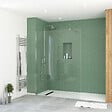 AURLANE - Paroi de Douche 140x195 cm en Verre Trempé 5 mm - Finition Chromé - CHROMED ELEMENTARY - vignette