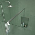 AURLANE - Paroi de Douche 140x195 cm en Verre Trempé 5 mm - Finition Chromé - CHROMED ELEMENTARY - vignette