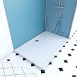 AURLANE - Pack Douche a l'Italienne 90x120 - Kit Panneaux Muraux Bleu/Chrome + Receveur + Paroi 6 mm - vignette