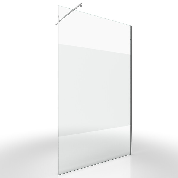 AURLANE - Paroi de Douche Dépolie 140x200cm + Barre de fixation extensible - Verre 8mm - Finition Chrome - large