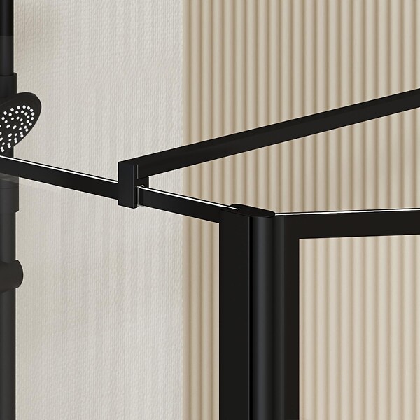 AURLANE - Paroi de Douche avec Volet Pivotant 120+40x195cm - Verre 8mm Anticalcaire - Motifs et Profilés Noir - large