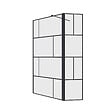 AURLANE - Paroi de Douche avec Volet Pivotant 120+40x195cm - Verre 8mm Anticalcaire - Motifs et Profilés Noir - vignette