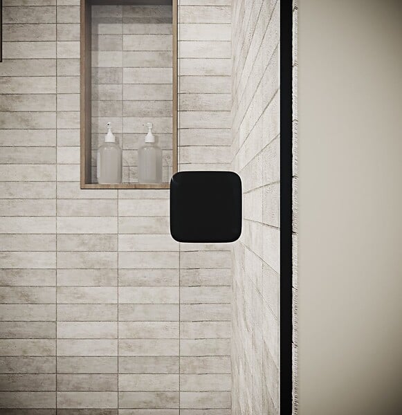 AURLANE - Porte de Douche pivotante 90x180 cm en Verre Trempe 5 mm - Finition Noire - DARK ELEMENTARY - large