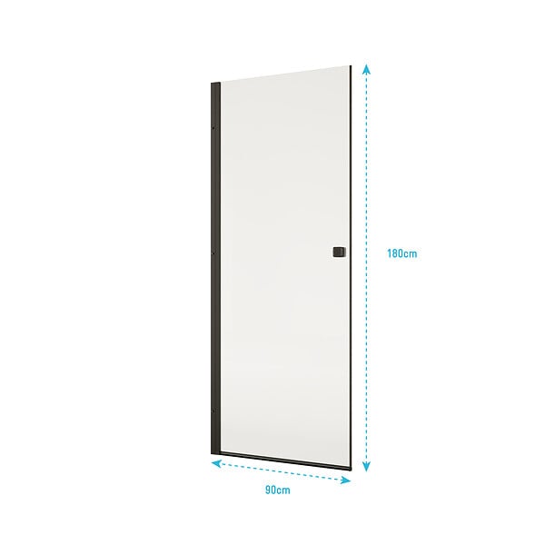 AURLANE - Porte de Douche pivotante 90x180 cm en Verre Trempe 5 mm - Finition Noire - DARK ELEMENTARY - large