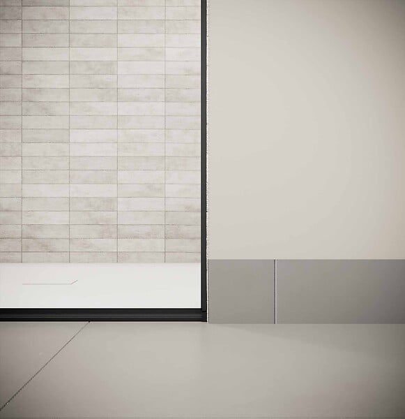 AURLANE - Porte de Douche pivotante 90x180 cm en Verre Trempe 5 mm - Finition Noire - DARK ELEMENTARY - large