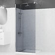 AURLANE - Paroi de Douche 90x200cm Verre Fumé 8mm - Barre de Fixation Extensible et Profil Chrome - vignette