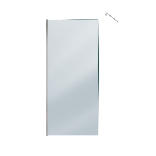 AURLANE - Paroi de Douche 90x200cm Verre Fumé 8mm - Barre de Fixation Extensible et Profil Chrome - large
