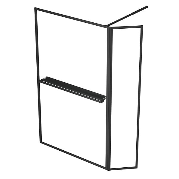 AURLANE - Paroi de Douche avec Volet Pivotant 120+40x200cm - Profilé, Porte-serviette et étagère NOIR MAT - large