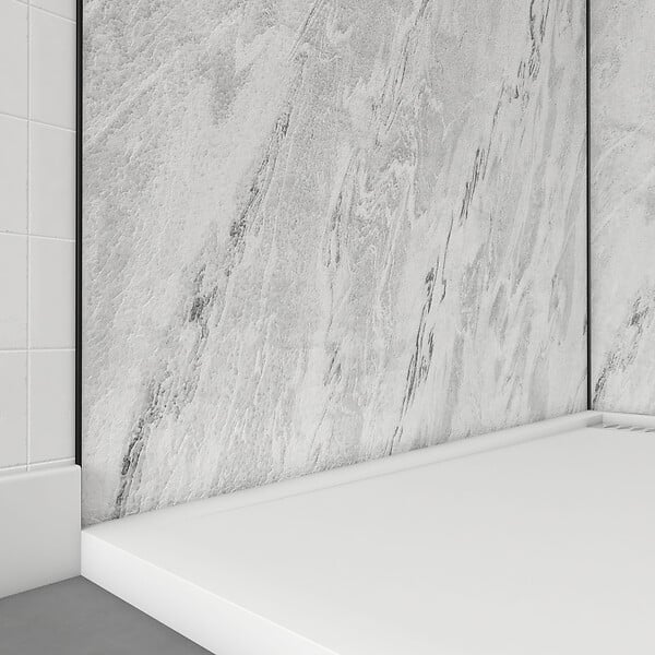 AURLANE - Pack de 2 Panneaux Muraux Pierre Artic Storm 90+120x210 cm avec Profilés NOIR MAT - STONE'IT - large