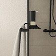 AURLANE - Paroi de Douche Noir Mat 100x200cm - Porte-serviette et étagère - DARK CONTOURING SHELF - vignette