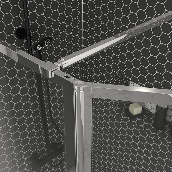 AURLANE - Paroi de Douche avec Volet Pivotant 120+40x200cm - Finition Chromée - CHROMED CONTOURING - large