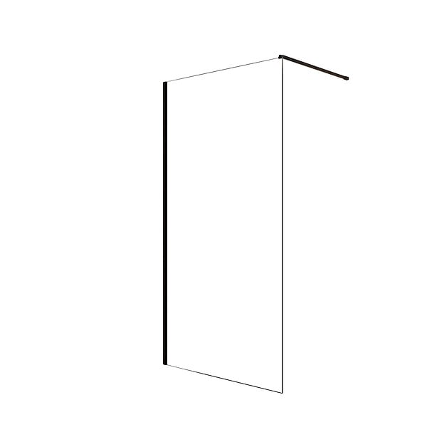 AURLANE - Paroi de Douche 90x200cm en Verre Trempé Transparent 8mm Anticalcaire - Profilé Noir Mat - LINA - large