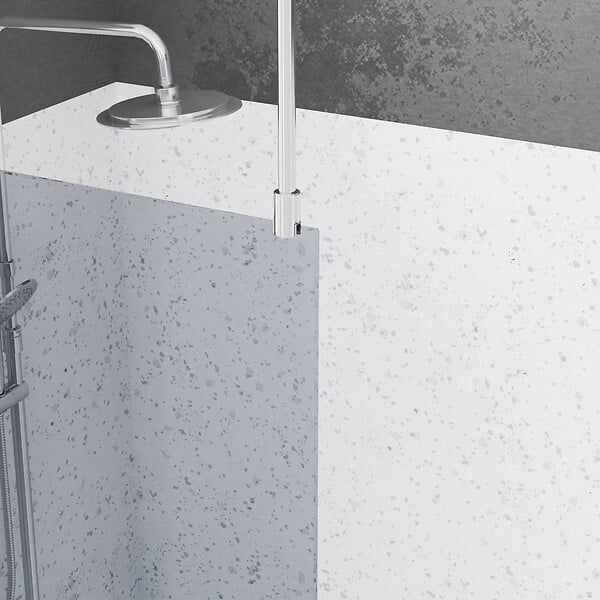 AURLANE - Paroi de Douche 120x200cm Verre Fumé - Profilé + Barre Plafond Finition Chrome - FREEDOM 2 SMOKED - large