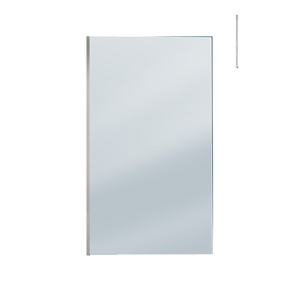 AURLANE - Paroi de Douche 120x200cm Verre Fumé - Profilé + Barre Plafond Finition Chrome - FREEDOM 2 SMOKED - large