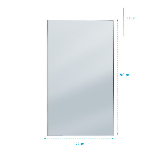 AURLANE - Paroi de Douche 120x200cm Verre Fumé - Profilé + Barre Plafond Finition Chrome - FREEDOM 2 SMOKED - large