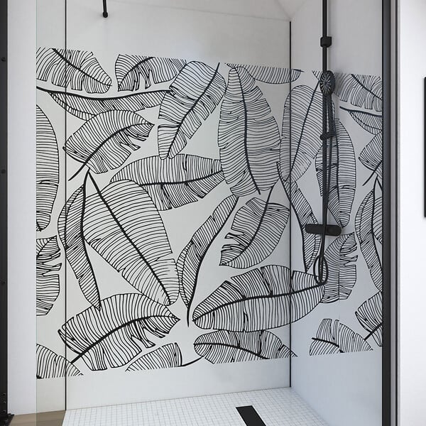 AURLANE - Paroi de Douche 120x195cm Serigraphie Type Jungle - Verre 5mm - Bras de Fixation Redecoupable - large