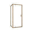AURLANE - Porte de Douche Pivotante et Retour 90x90x200cm - Profilés Alu Effet Bois - Verre Trempé 6mm - vignette