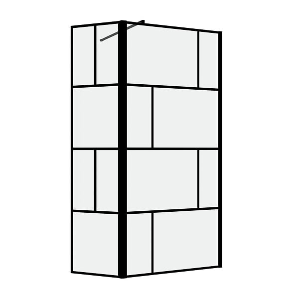 AURLANE - Paroi de douche avec pivot 80+40x195cm - Sérigraphie type Briques et Profilés Noir - DARK BLOCKS - large