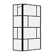 AURLANE - Paroi de douche avec pivot 80+40x195cm - Sérigraphie type Briques et Profilés Noir - DARK BLOCKS - vignette
