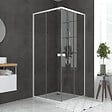 AURLANE - Pack porte de douche coulissante blanc de 78 à 90x185cm + receveur 80x80 - WHITY SLIDE - vignette