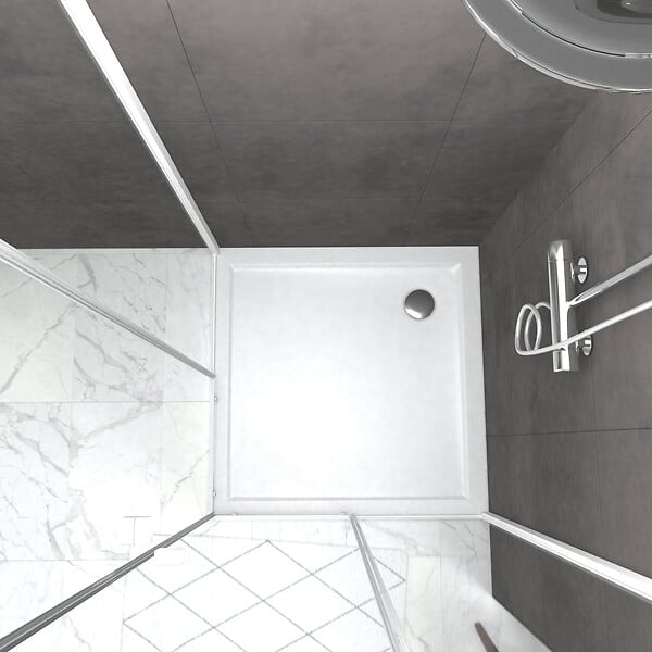 AURLANE - Pack porte de douche coulissante blanc de 78 à 90x185cm + receveur 80x80 - WHITY SLIDE - large