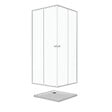 AURLANE - Pack porte de douche coulissante blanc de 78 à 90x185cm + receveur 80x80 - WHITY SLIDE - vignette