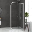 AURLANE - Pack porte de douche coulissante blanc de 78 à 90x185cm + receveur 80x80 - WHITY SLIDE - vignette