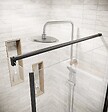 AURLANE - Porte de Douche Pivotante 70x195cm et Retour 80cm - Verre 8mm Anticalcaire - Profil Noir - vignette