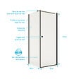 AURLANE - Porte de Douche Pivotante 70x195cm et Retour 80cm - Verre 8mm Anticalcaire - Profil Noir - vignette
