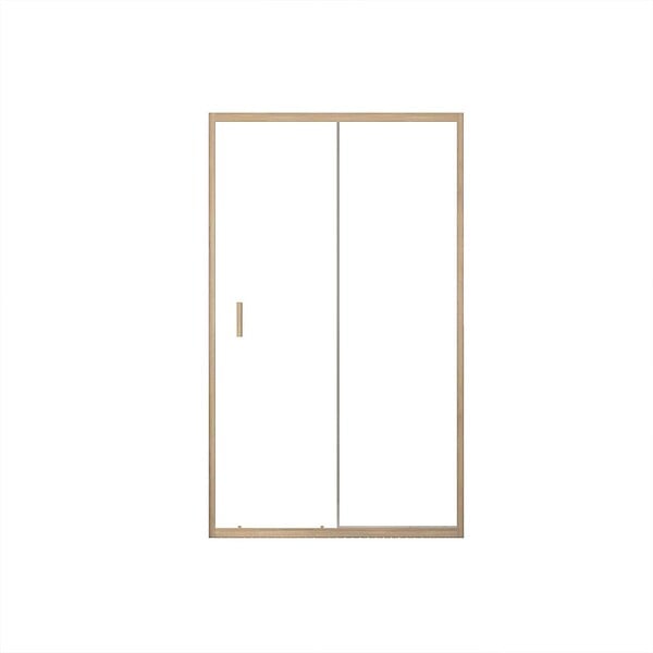 AURLANE - Porte de douche Coulissante 120x200cm - Profilés Aluminium effet Bois - Verre 6mm - WOOD CRUSH - large