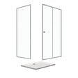 AURLANE - Pack porte de douche Coulissante blanc 120X185 cm + paroi de retour 80cm + receveur à poser - WHITY - vignette
