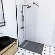 AURLANE - Paroi de Douche 90x200cm Verre Transparent - Barre de Fixation Extensible et Profil Noir - vignette