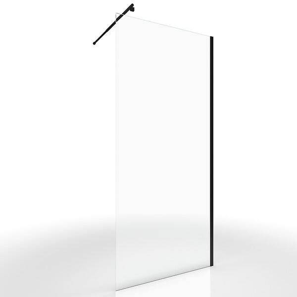 AURLANE - Paroi de Douche 90x200cm Verre Transparent - Barre de Fixation Extensible et Profil Noir - large