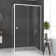 AURLANE - Pack porte de douche Coulissante blanc 120x185cm + retour 90 verre transparent 5mm - WHITY slide 120 - vignette