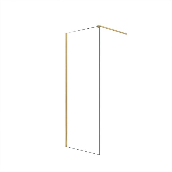 AURLANE - Paroi de Douche 80x195 cm en Verre Trempé 5 mm - Finition Or Brossé - GOLD ELEMENTARY - large