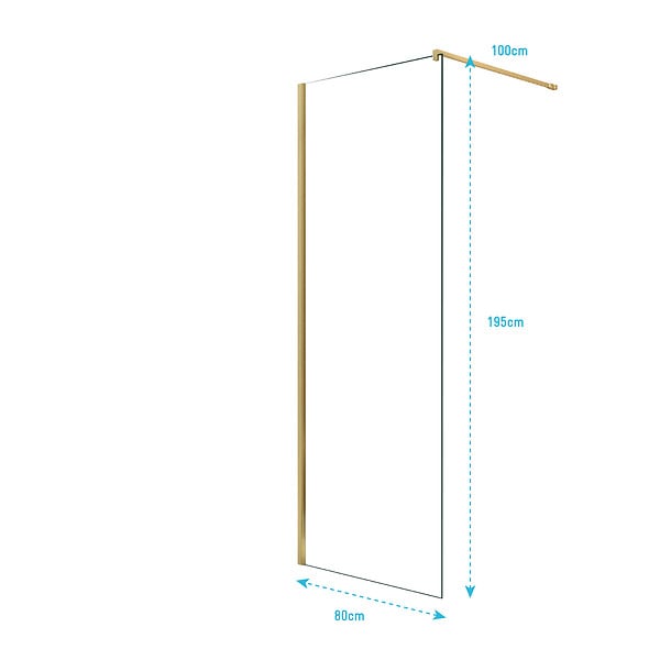 AURLANE - Paroi de Douche 80x195 cm en Verre Trempé 5 mm - Finition Or Brossé - GOLD ELEMENTARY - large