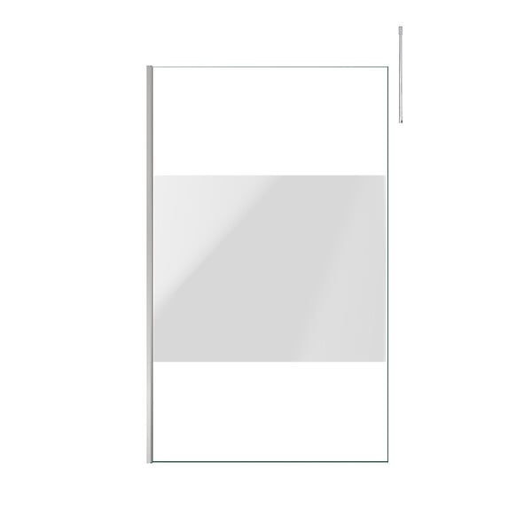 AURLANE - Paroi de Douche 120x200cm Dépolie - Profilé + Barre Plafond Finition Chrome - FREEDOM 2 FROSTED - large