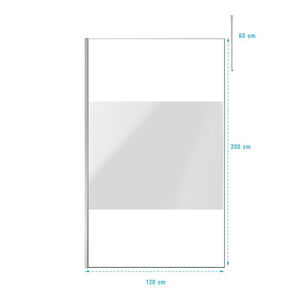 AURLANE - Paroi de Douche 120x200cm Dépolie - Profilé + Barre Plafond Finition Chrome - FREEDOM 2 FROSTED - large
