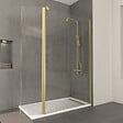 AURLANE - Paroi de Douche et Volet Pivotant 120+40x200 cm - Profilé + Barre de Fixation Or Doré Brossé - vignette