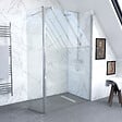 AURLANE - Paroi de douche a l'italienne - VERRE TRANSPARENT 6mm - paroi + Barre de fixation recoupable - vignette