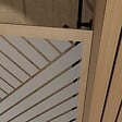 AURLANE - Paroi de douche 140x200 HINATA - Style Japandi Geometrique - Cadre Effet Bois - Verre 6mm - vignette