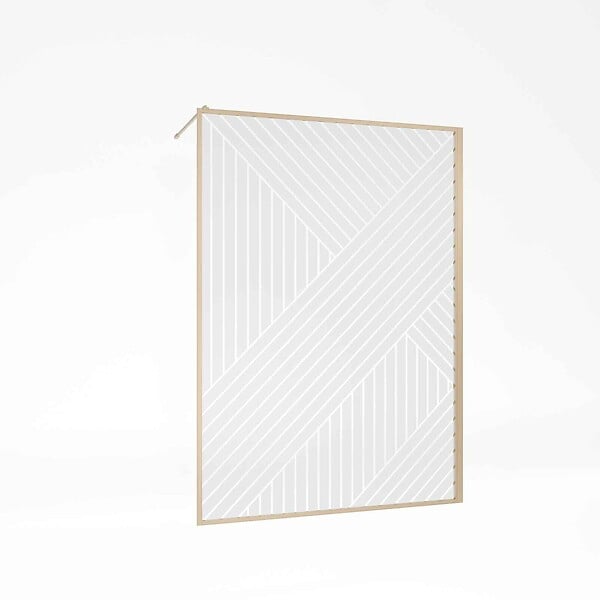 AURLANE - Paroi de douche 140x200 HINATA - Style Japandi Geometrique - Cadre Effet Bois - Verre 6mm - large
