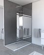 AURLANE - Paroi de Douche 140x200cm - Bande Miroir - Barre de Fixation Extensible et Profil Chrome - vignette